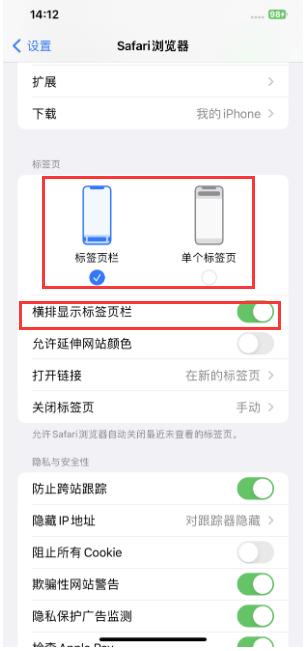 大理苹果手机维修分享Safari浏览器如何切换标签栏位置 